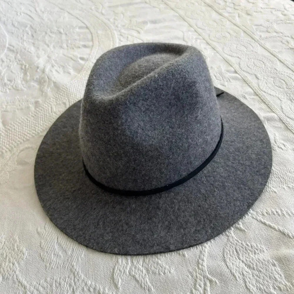 Brixton Unisex Wesley Fedora Size Small 7 Gray Wool & Leather Timeless Classic - Picture 1 of 9